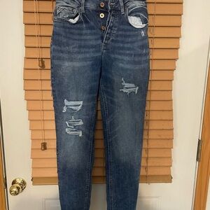 Maurices Blue High Rise Jeans Distressed Style
